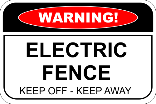 Warning Sign, Electric Fence - Name Tag Wizard