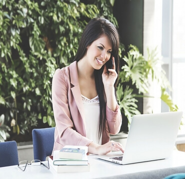 Receptionist at Desk