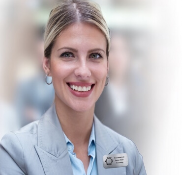Woman Wearing a Name Tag