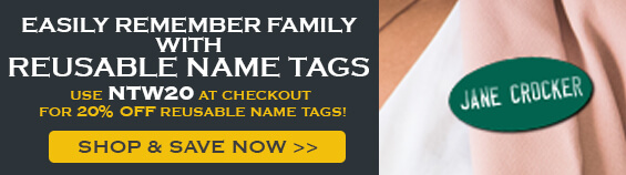 Woman Wearing a Name Tag Reading Jane Crocker