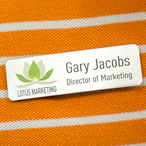 Name Tag on Orange Shirt