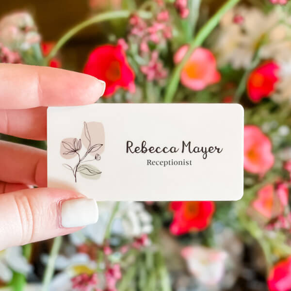 custom floral name tag