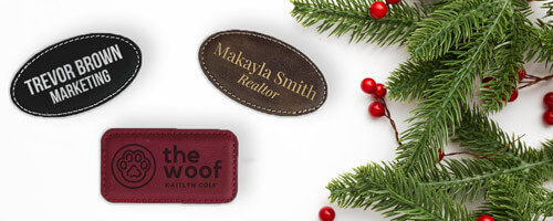 leatherette name tags