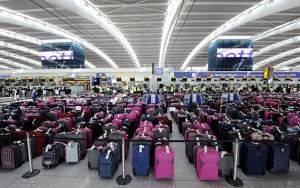 luggage tags on vacation baggage