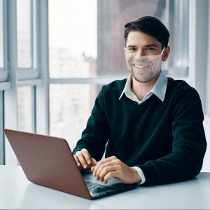 man with a face face mask