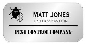 pest control rectangle name tag 3 line silver